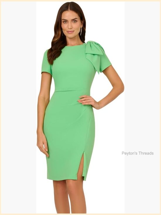 Dresses & Skirts - Pleated Bow Midi Dress with Mock Neck